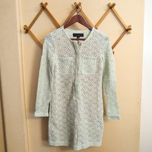 Victoria Beckham Mint & Nude Lace Mod Mini Dress